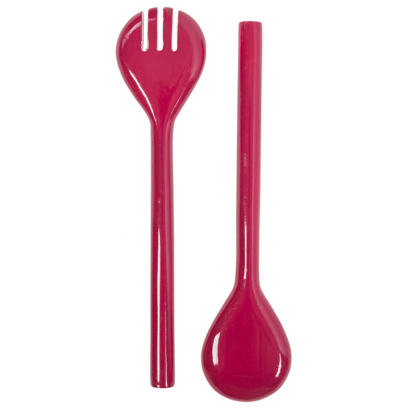 Salad Servers, Mulberry/Cream