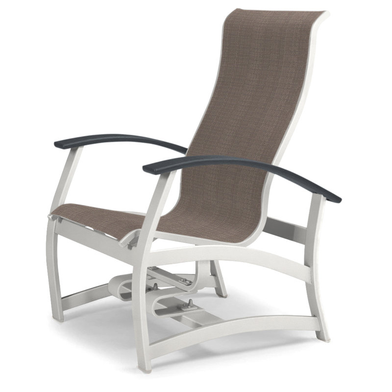 Askar Swivel Powder Coated Aluminum Outdoor Lounge Chair, Textured Snow, Classic Graphite P30, Mocha Sunbrella®