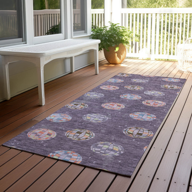 Machine Washable Indoor/Outdoor Chantille ACN2690 Kids Rug, 2'3" x 7'6" Runner, Plum