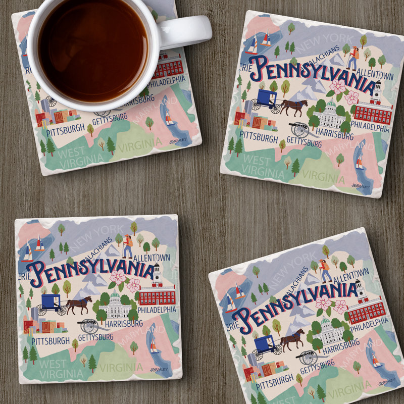 Ensemble de sous-verres 4 pièces Thirlystone Pennsylvania