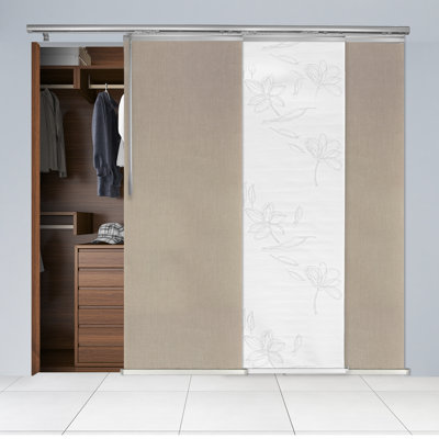 3-Panel Single Rail Panel Track Extendable 36"-66"W x 94"H, Panel width 23.5", Lotus, Cornsilk