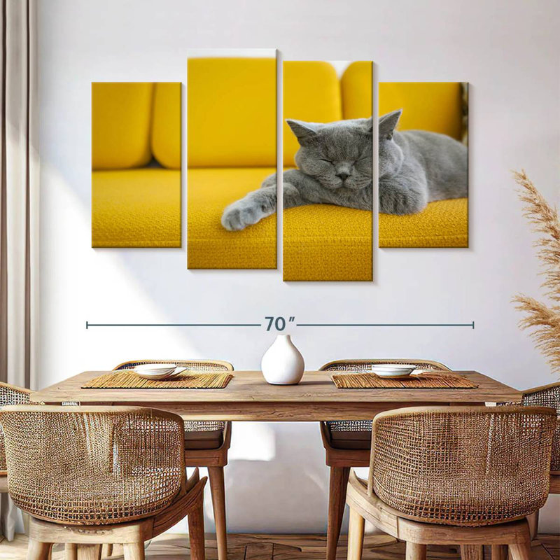 Brampt Cat On Sofa, 42" H x 68" W