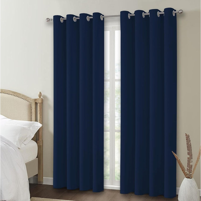 W46 x L54 Inch Eyelet Blackout Curtains, 54 Inch Drop Thermal Insulated Light Blocking Short Window Drapes