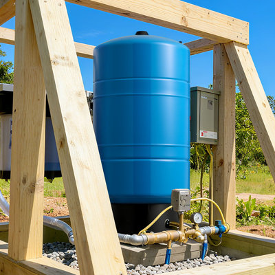 No Power Source Required / Manual Vertical Well Pressure Tank