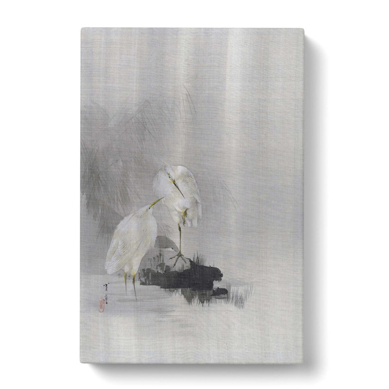 Egrets At The Waters Edge by Watanabe Seitei - Wrapped Canvas, 50cm H x 35cm W x 3cm D