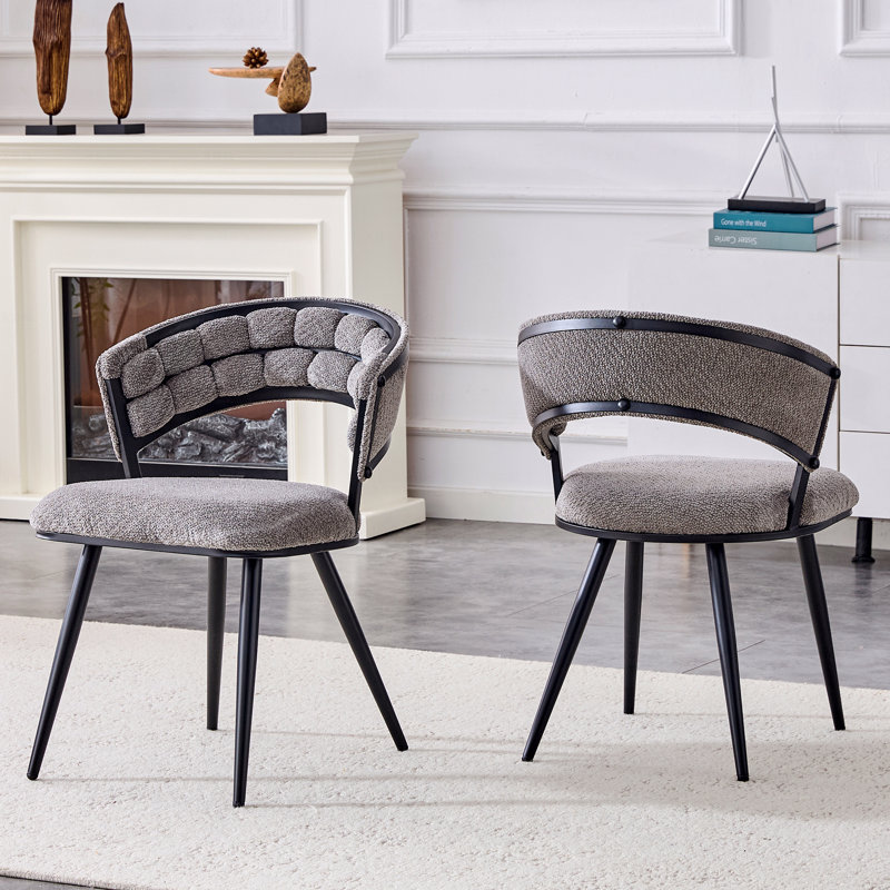 Ensemble de 2 chaises de salle à manger en velours gris avec pieds, chaises d'appoint rembourrées modernes, Gris