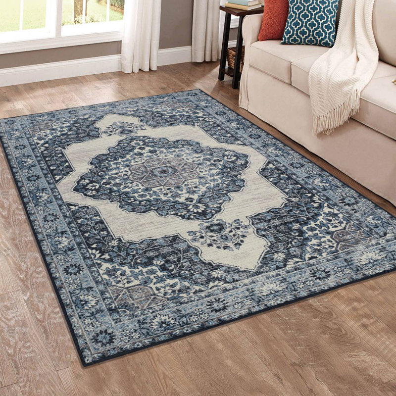 Tapis oriental saphir touffeté Destiney, Rectangle 7 pi 6 po x 9 pi 6 po