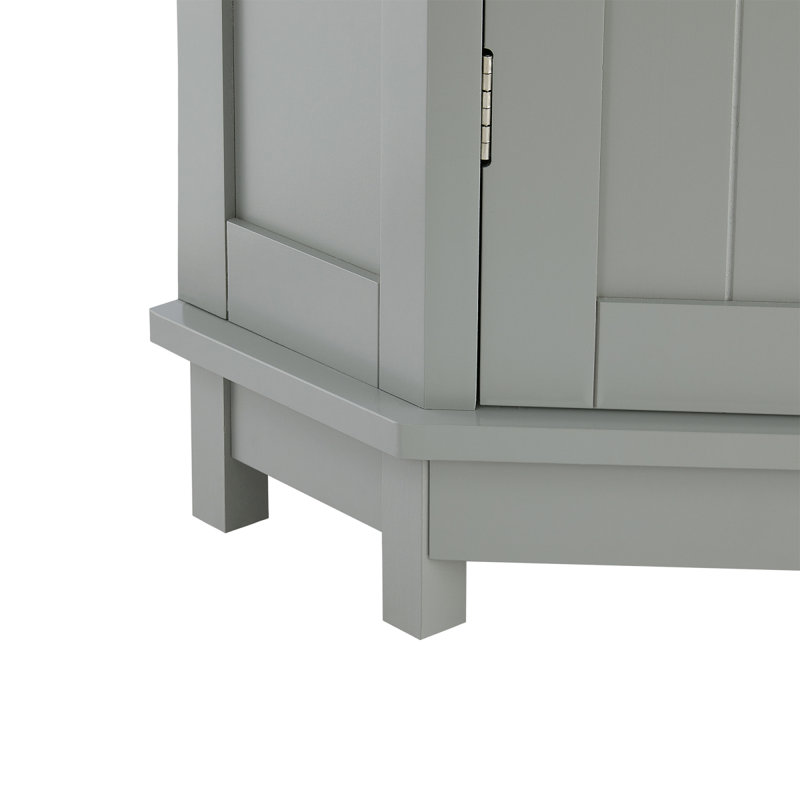 Armoire de salle de bain d'angle grise triangulaire avec tablette réglable et panneau de fibres à densité moyenne gris (ancien SKU: N725P172615E)