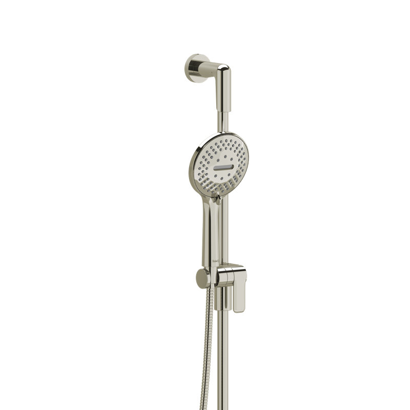 Ensemble de douchette à main Riobel avec barre coulissante 37 po et douchette à 5 fonctions, Nickel poli