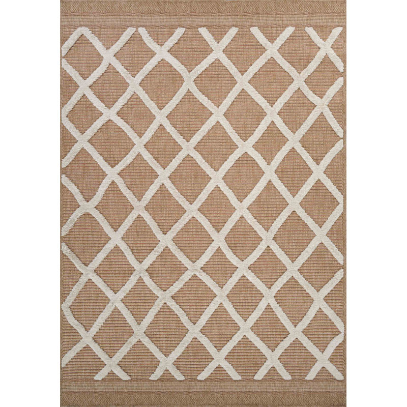 Deborah Geometric Shapes Braided Indoor / Outdoor Area Rug, Rectangle 160 x 230cm, Cream
