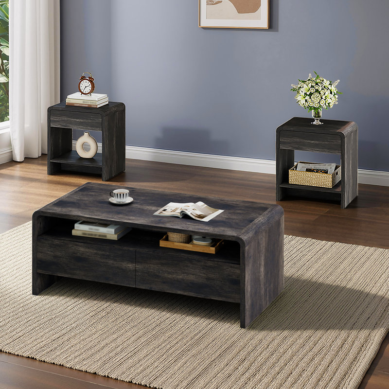 Ensemble de tables basses 3 pièces Dulane, Black