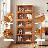 Bamboo Bookcase with Acrylic Flip-Up Door, Storage Bookshelf Organizer for Home Living Room Bedroom-79080775