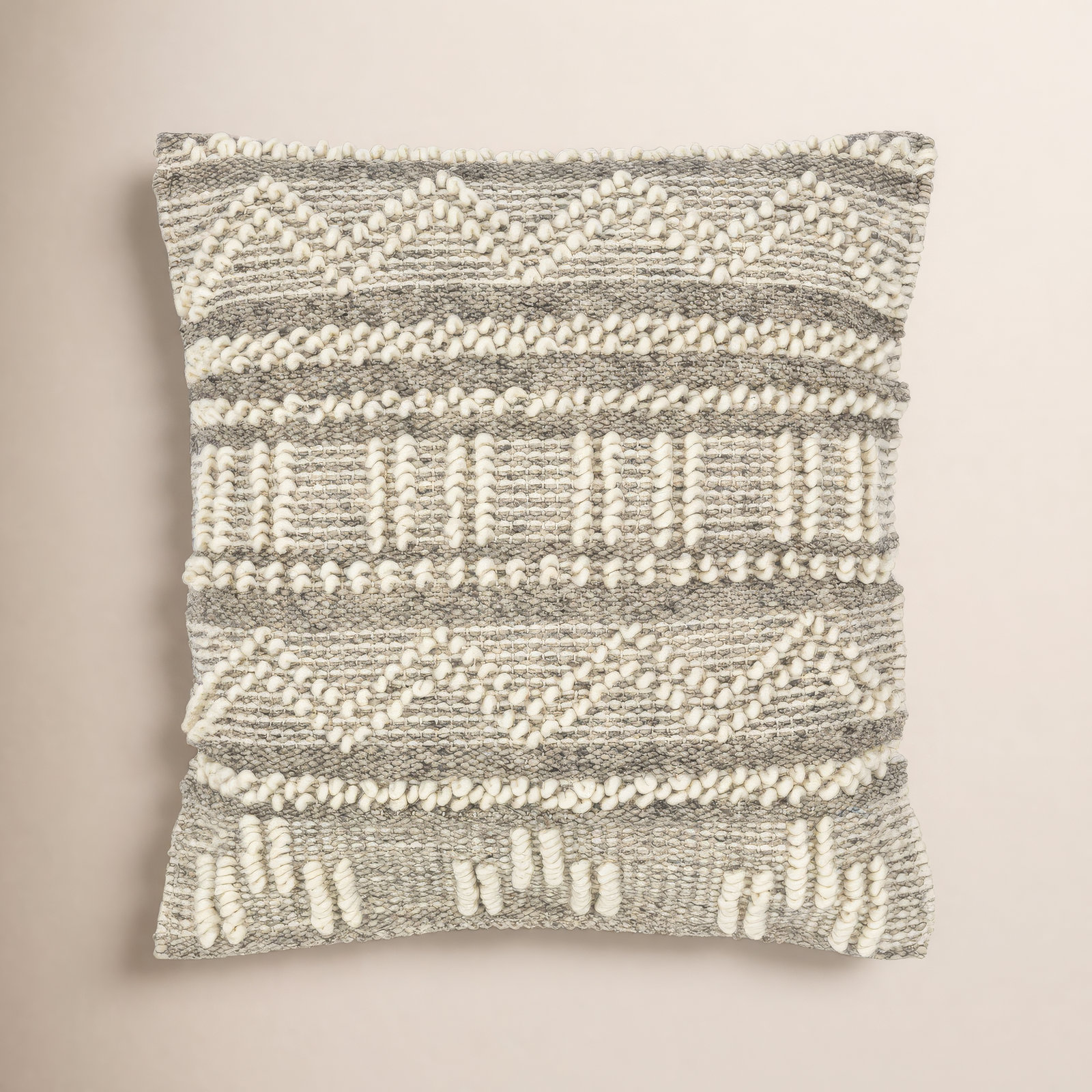 Reni Geometric Wool Throw Pillow, Polyester/Polyfill, 20"H x 20"W