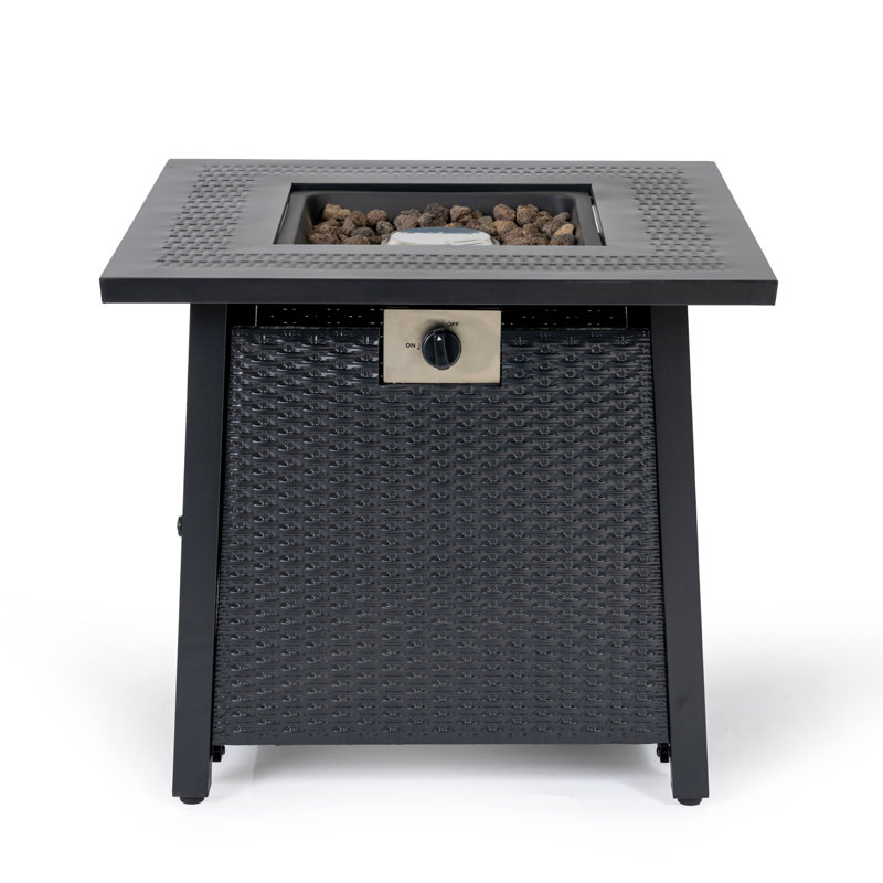 28 Inch Iron Square Propane Fire Pit Table With Robust Construction