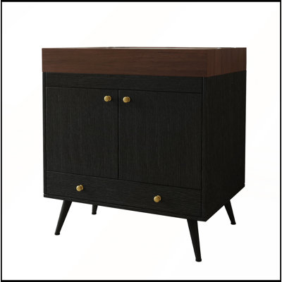 Contemporary Free-standing Bathroom Vanity with Faux Marble Top and Ceramic Sink