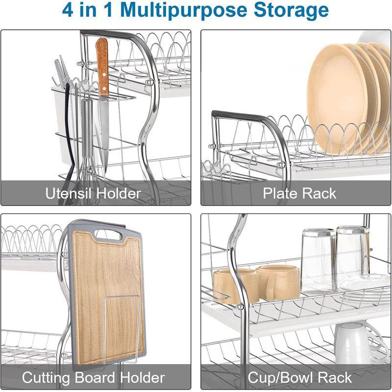 Mirfield Stainless Steel 3 Tier Dish Rack
