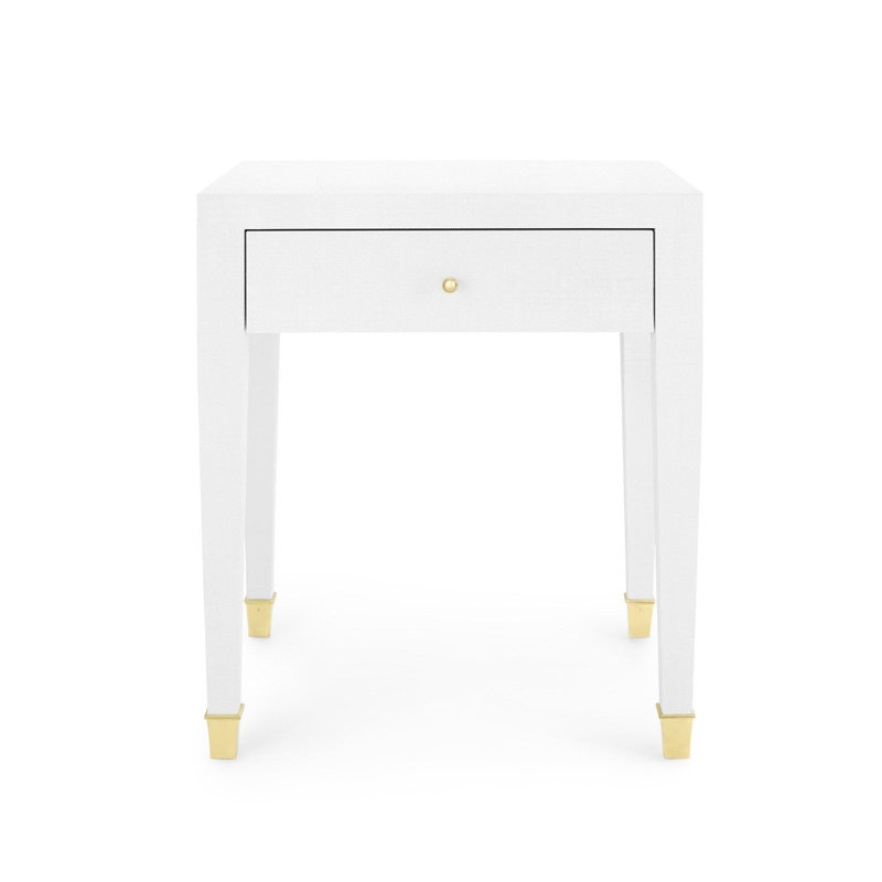 Claudette End Table, White, White