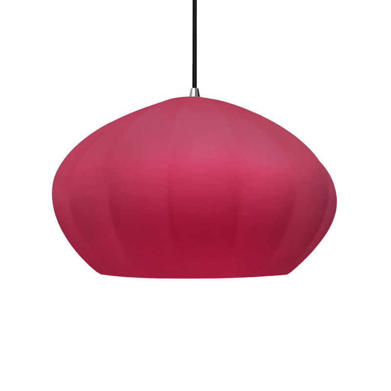Radiance - Luminaire suspendu ovale cannelé 1 lumière - Cerise - Chrome poli - Ampoule remplaçable - Cordon noir, Chrome poli