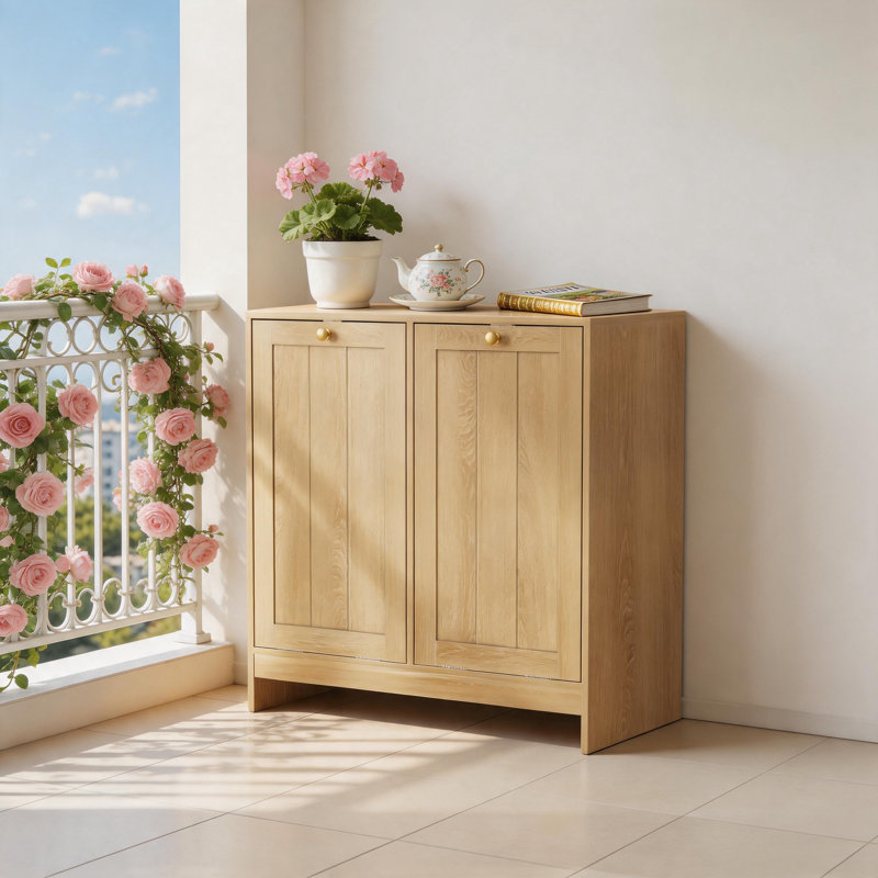 Armoire à linge basculante avec 2 paniers amovibles, rangement pour salle de bain