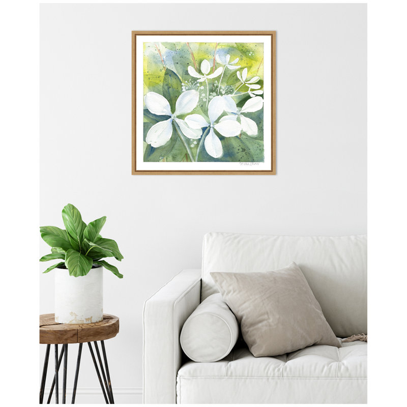 «White Phantom Hydrangea in Greens» par Patricia Shaw, reproduction d'art sur toile encadrée
