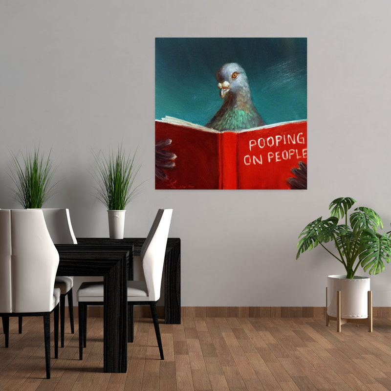 Art contemporain d'oiseaux «Pooping on People», H 36 po x l 36 po