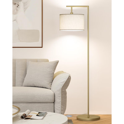 Modern Floor Lamp With 3 Colour Temperatures, Adjustable Shade, Brushed Metal Finish, For Living Room, Bedroom, Office, And More