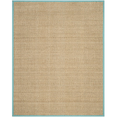 Auckland Bamboo Slat/Seagrass Natural/Teal Area Rug