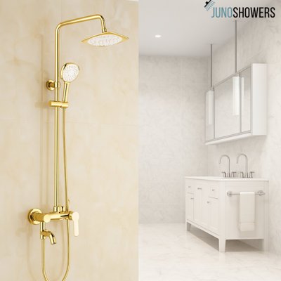 Juno Beauty Classic Look Wall Mount Dual Handle Bathroom Shower with Hand-Held Shower