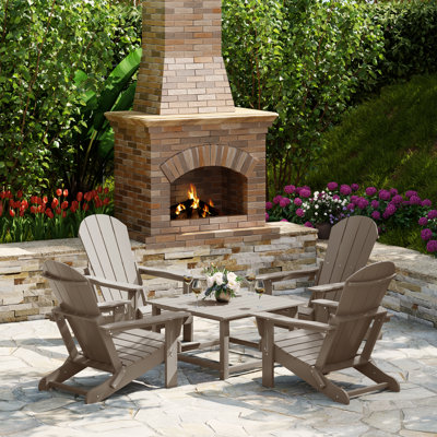 Ensemble de conversation Adirondack pour l'extérieur avec table basse carrée 5 pièces Laguna