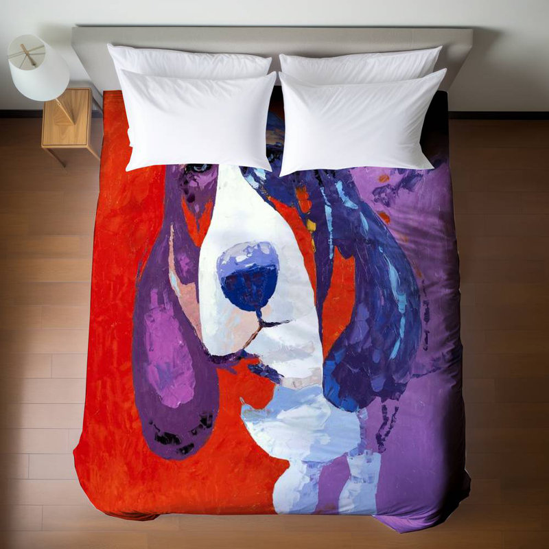 Housse de couette abstraite et colorée Basset Dog | Décoration moderne pour animaux