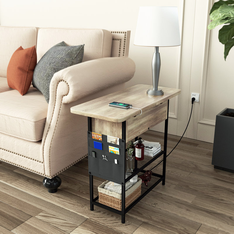 Ebern Designs Hogsett End Table Storage and USB Ports & Power Outlets