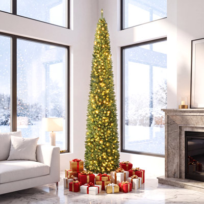 Arbre de Noël artificiel 8 pi avec lumières DEL blanc chaud
