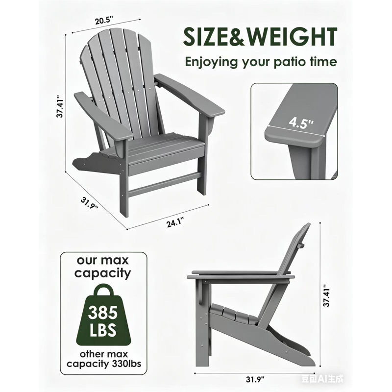 Arneson Outdoor Adirondack Chair, Slate Gray