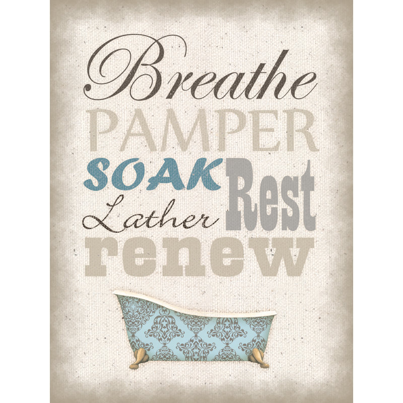 Breathe Bath I - Textual Art Print, 122 cm H x 81 cm W, Wrapped Canvas
