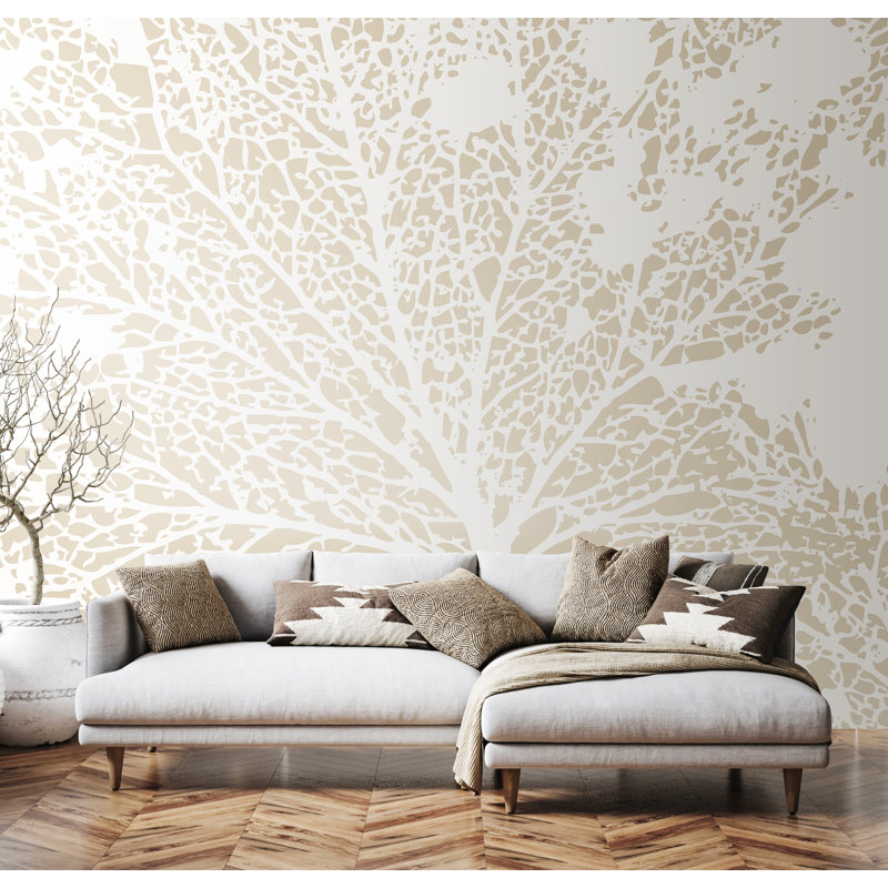 Lark Manor Skeleton Leaf Matte Roll, Natural Linen Matt, 240cm L x 300cm W