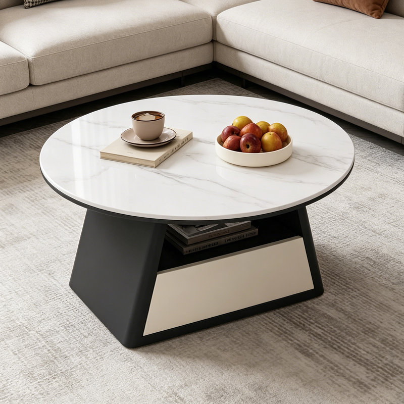 1 table basse simple, Blanc / Gris, Noir / blanc, H 15,74 po x L 27,55 po x l 27,55 po