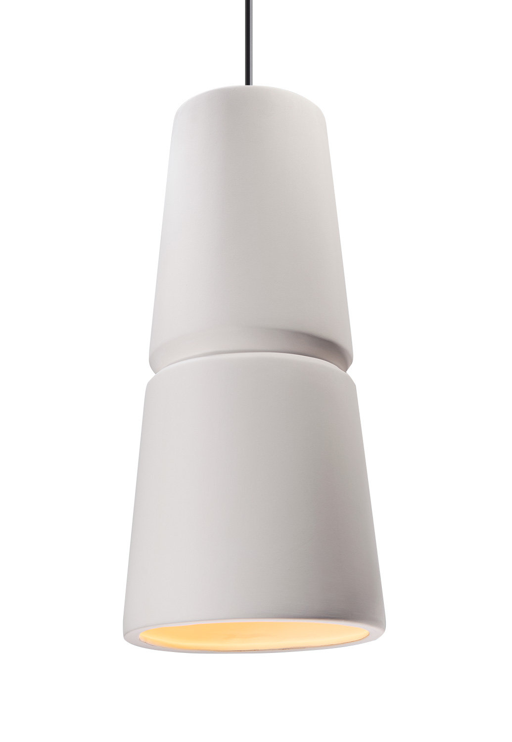 Logan Dimmable Ceramic Single Light Pendant, 13.5" H x 6" W x 6" D, Bisque, Polished Chrome