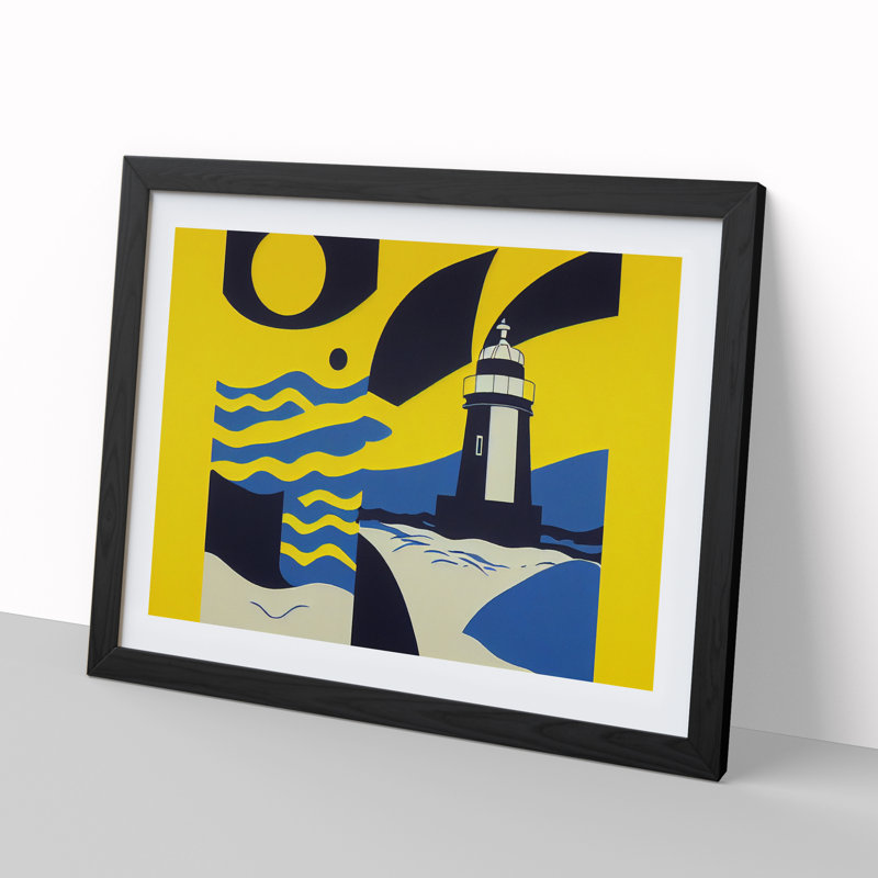 Abstract Lighthouse - Framed Print, Black, 46cm H x 64cm W x 2cm D