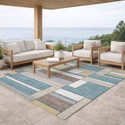 Tapis géométrique intérieur / extérieur lavable à la machine Chantille ACN2834