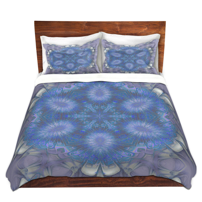 Ensemble de housse de couette à l’étoile, 1 housse simple + 1 taie standard, Bleu / gris
