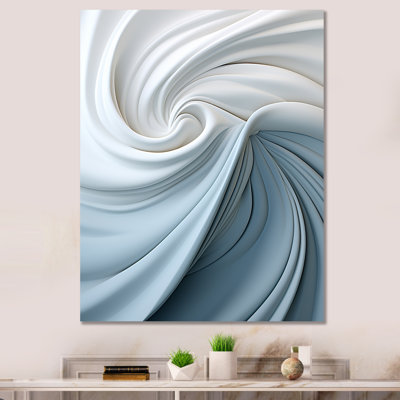 White & Blue Zen Zephyr Spiral II - Abstract Spirals Wall Art For Living Room