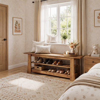 Upholstered Bench with Shoe Storage