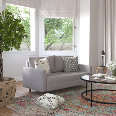 Jeaninne Compact Upholstered Tufted Loveseat with Wooden Legs
