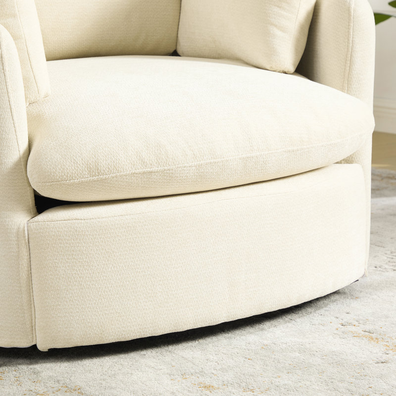 Fauteuil d'appoint pivotant en tonneau de 42,5 po de style moderne avec revêtement en chenille, Beige