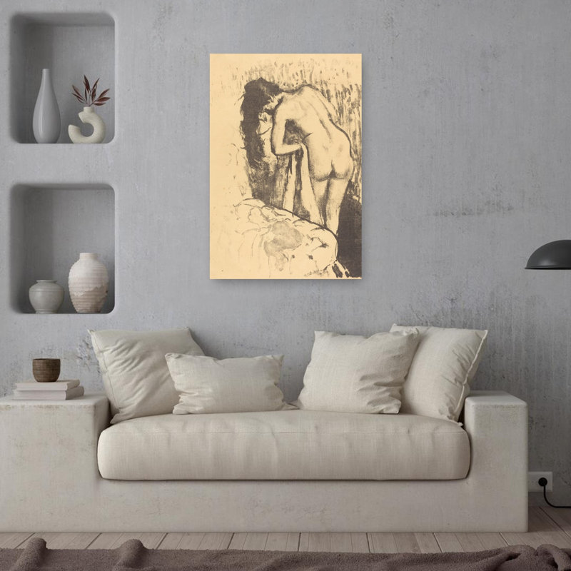 Femme nue debout, s'essuyant, vers 1890, estampe d'art mural impressionniste contemporaine, 36" H x 24" W