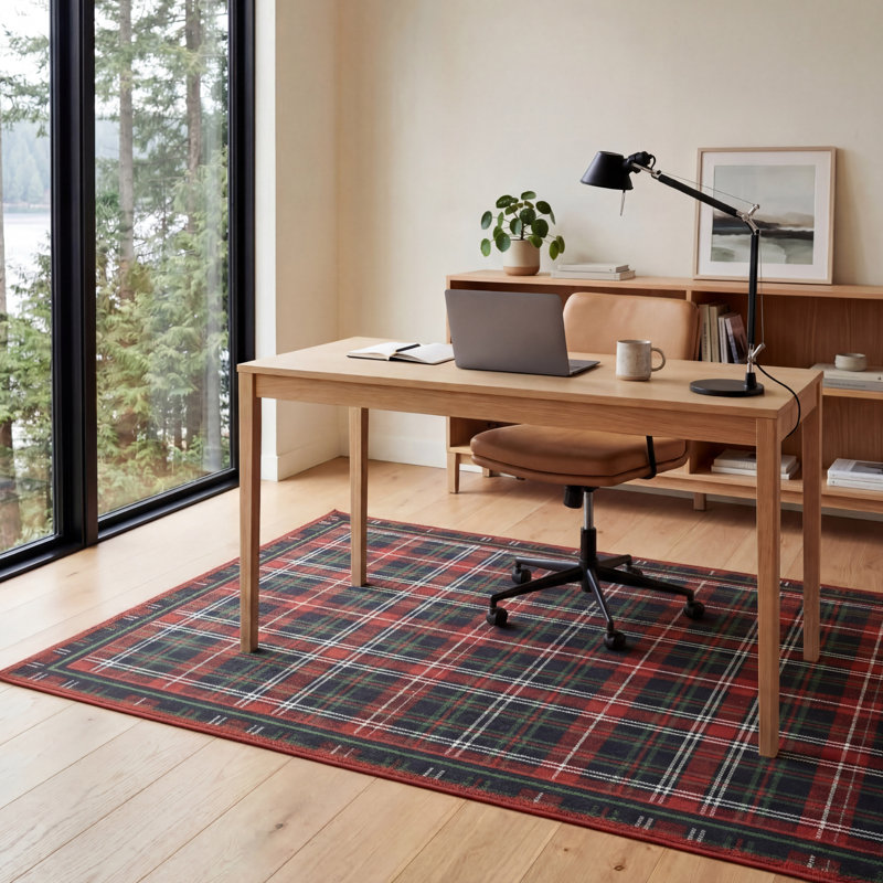 Eddie Bauer Printed Washable Rugs, Red, Rectangle 5'3" x 7'5"