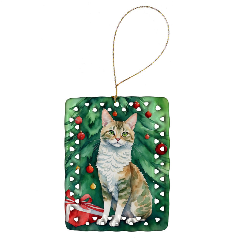 Ornement en porcelaine Oregon Rex, Chat Oregon Rex