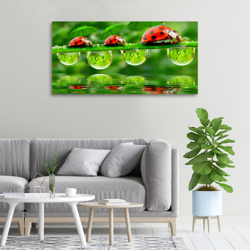 Ladybug Umbrellas - No Frame Print on Canvas