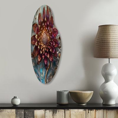 Velvain - Dahlia Curved Shape Asymmetric Metal Wall Art