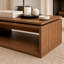 Table basse 43,3 po à plateau relevable moderne en placage de bois massif avec rangement et hauteur réglable pour le salon, la chambre à coucher, noyer-129434246